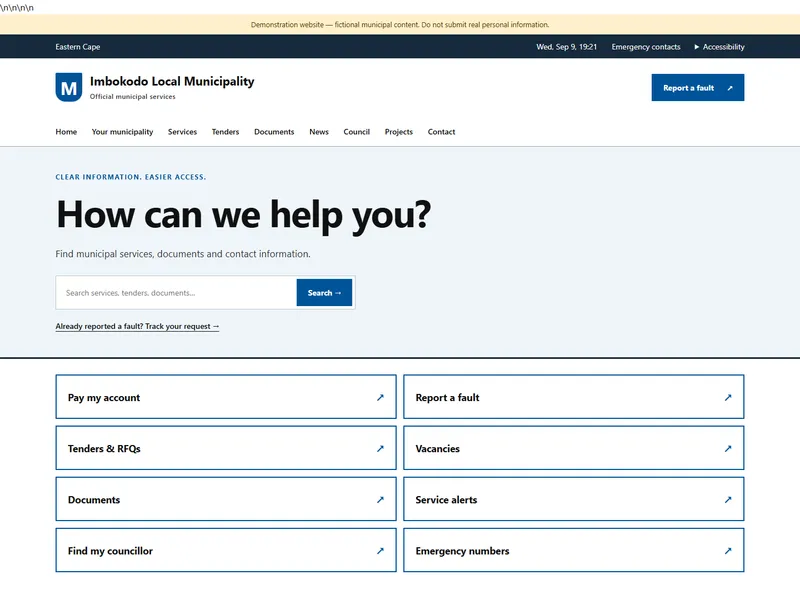 Access Civic layout preview — fictional demo