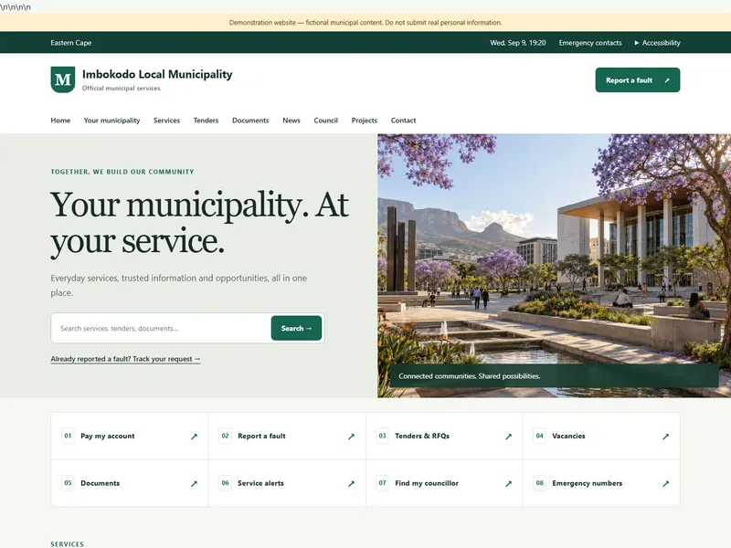 Imbokodo Local Municipality layout preview — fictional demo